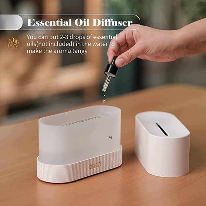 Flame Humidifier Lamp Oil Diffuser with Flame Light