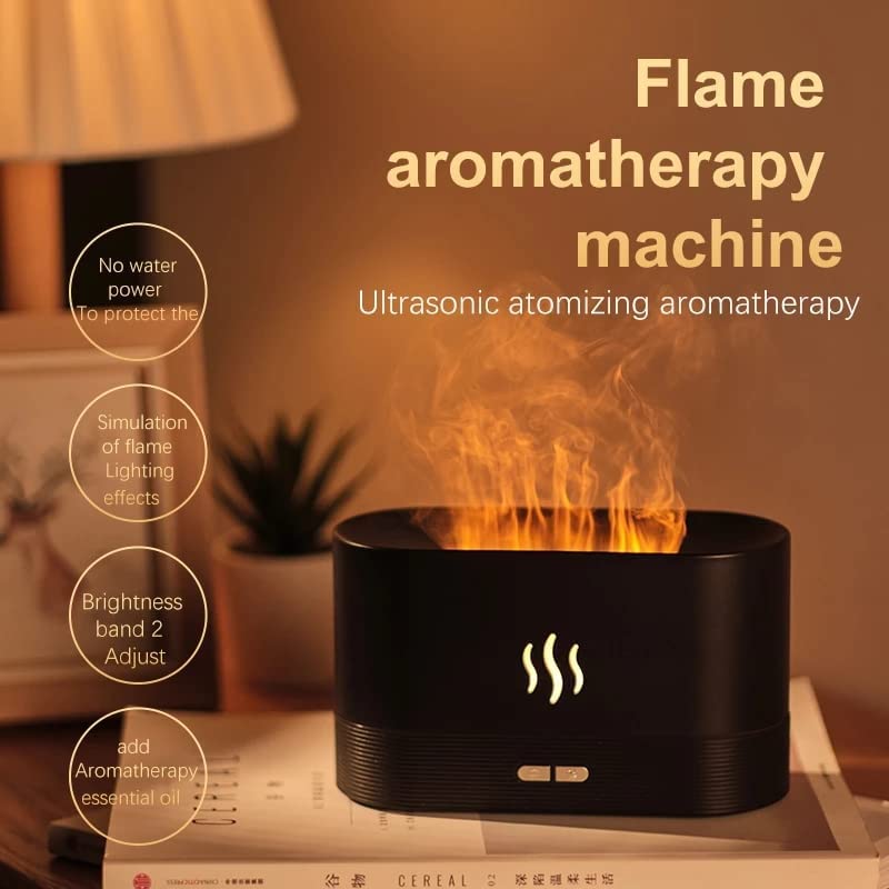 Flame Humidifier Lamp Oil Diffuser with Flame Light