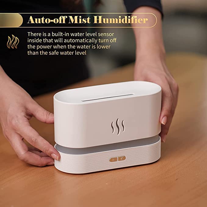 Flame Humidifier Lamp Oil Diffuser with Flame Light