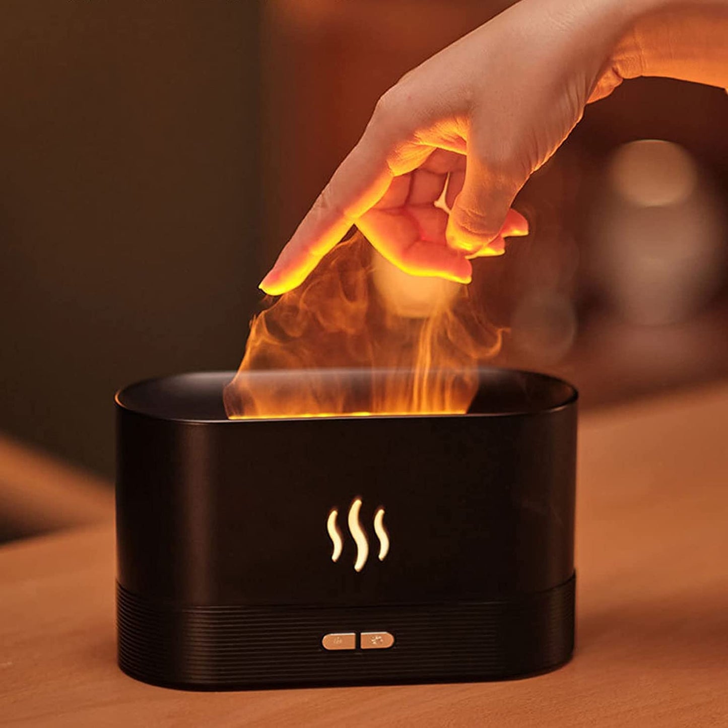 Flame Humidifier Lamp Oil Diffuser with Flame Light