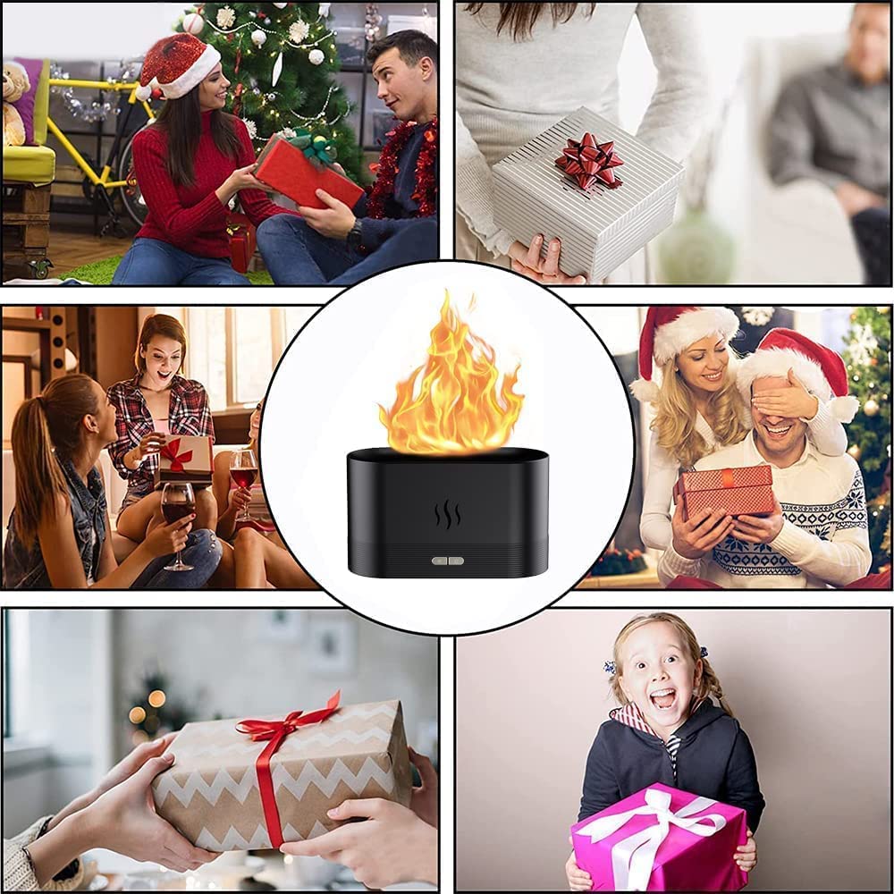 Flame Humidifier Lamp Oil Diffuser with Flame Light