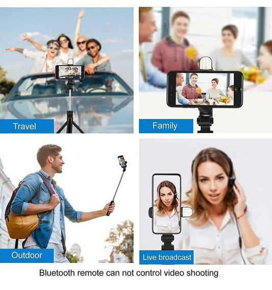 Extendable Flash 3-in-1 Selfie Stick Tripod with Bluetooth Remote